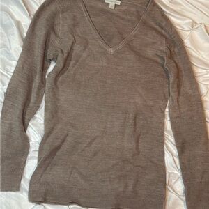 New York & Company Taupe V-Neck Sweater